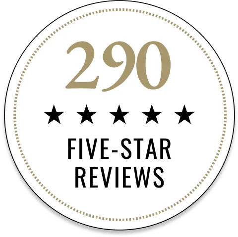 290 five-star reviews badge